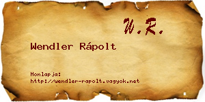 Wendler Rápolt névjegykártya